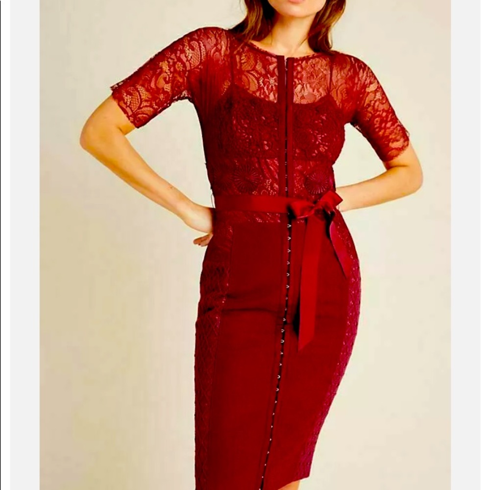 Byron Lars Lace fitted cocktail dress